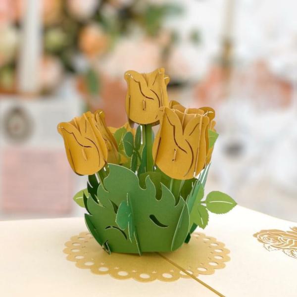 Golden Rose Bouquet Pop Up Card  |   Anniversary