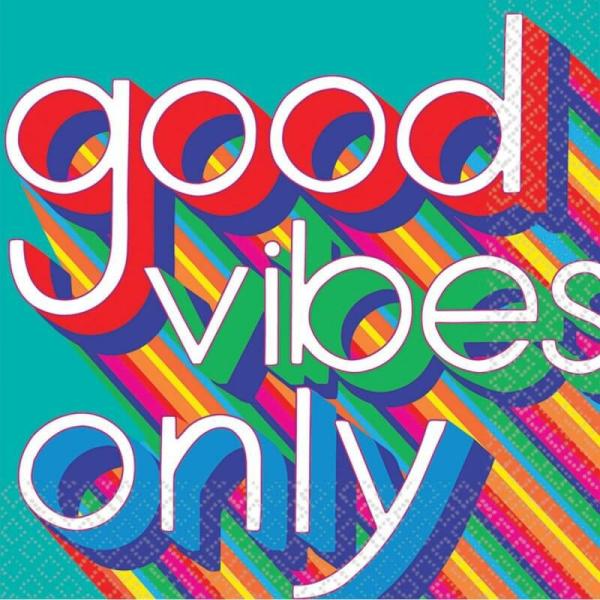 Good Vibes Only 70’s Lunch Napkins 16Pk  |   Party Napkins