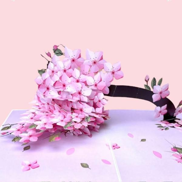 Gorgeous Weeping Pink Cherry Blossom Tree Pop Card  |   Valentine’s Day