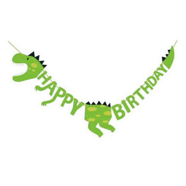 Green Happy Birthday Dinosaur Banner  |   Party Banners