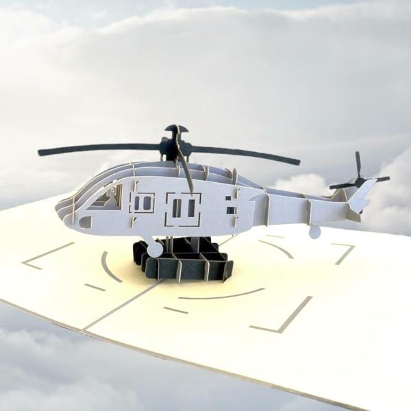 Grey Helicopter Pop Up Card  |   Vehicles