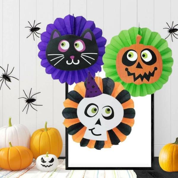 Halloween Paper Fan Hanging Decorations 3Pk  |   Decorative Fans