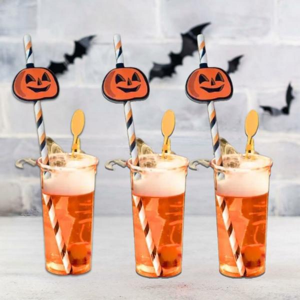 Halloween Pumpkin Paper Straws 5Pk  |   Drinking Straws