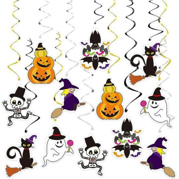 Halloween Spiral Swirls Hanging Decorations 12Pk  |   Swirls