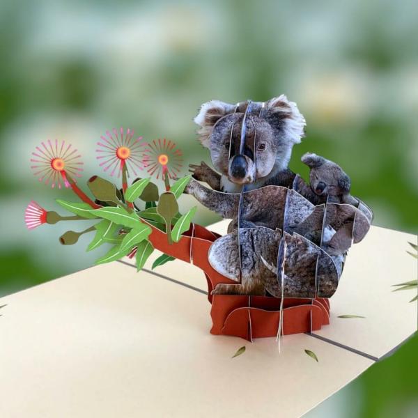 Handmade Mummy And Baby Koala 3D Pop Up Card  |   Animals