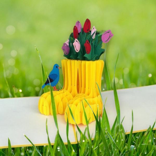 Handmade Tulip Flower Shoes 3D Pop Up Greeting Card  |   Flowers & Trees