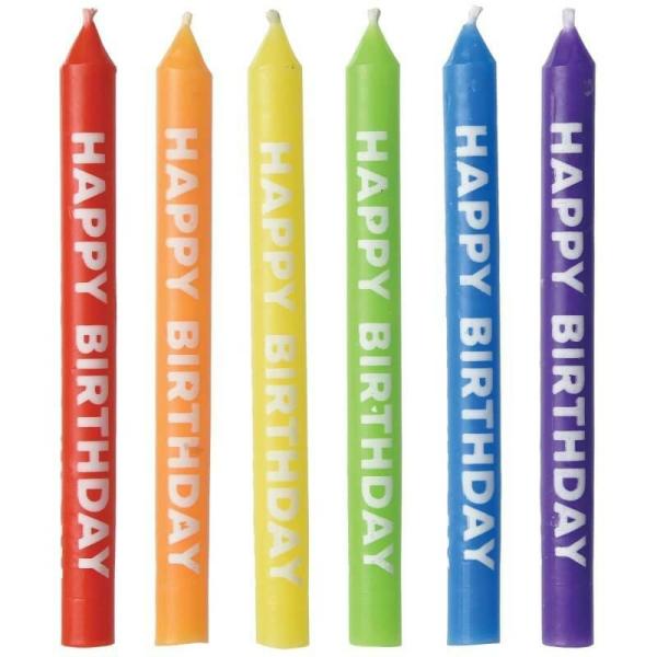 Happy Birthday Rainbow Candles 8Cm 12Pk  |   Candles