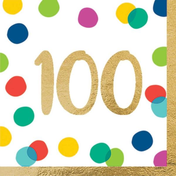 Happy Dots 100Th Lunch Napkins 16Pk  |   Party Napkins