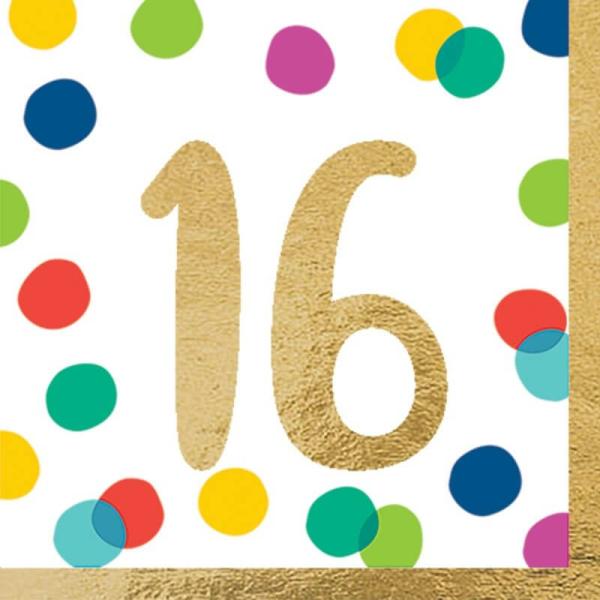 Happy Dots 16Th Lunch Napkins 16Pk  |   Party Napkins