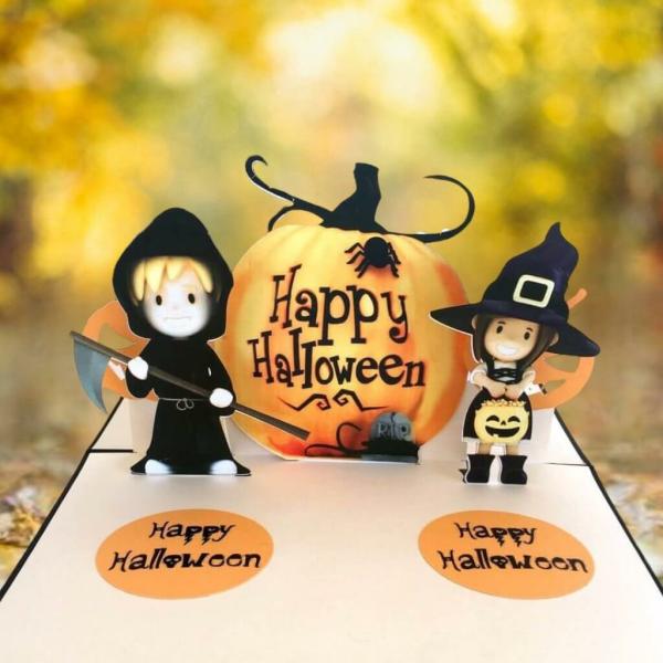 Happy Halloween Pumpkin Pop Up Card For Kids  |   Halloween