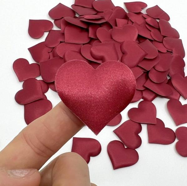 Heart Fabric Confetti Table Scatters – Burgundy  |   Fabric Confetti