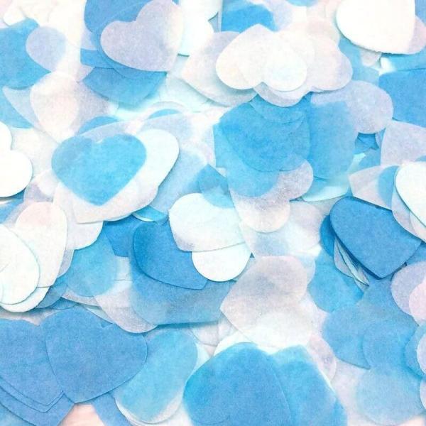 Heart Paper Confetti Table Scatters – White & Blue  |   Heart Confetti