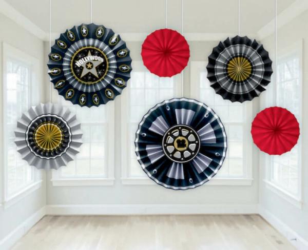 Hollywood Paper Fan Hanging Decorations 6Pk  |   Decorative Fans