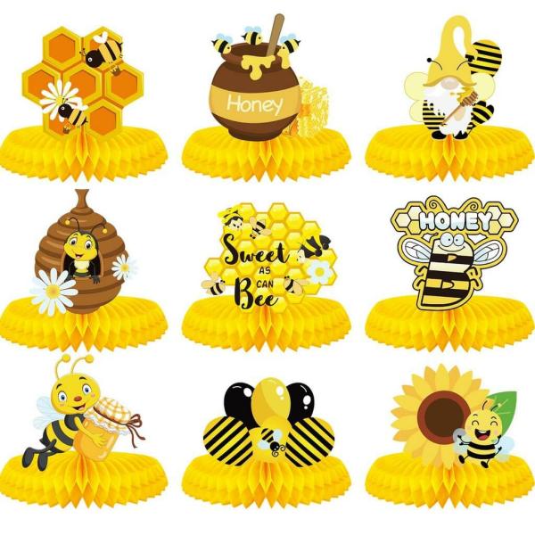 Honey Bee Honeycomb Table Centrepiece Decorations 9Pk  |   Gnomes