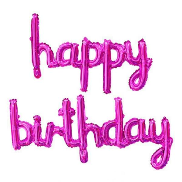 Hot Pink ‘Happy Birthday’ Script Foil Balloon Banner  |   Party Banners