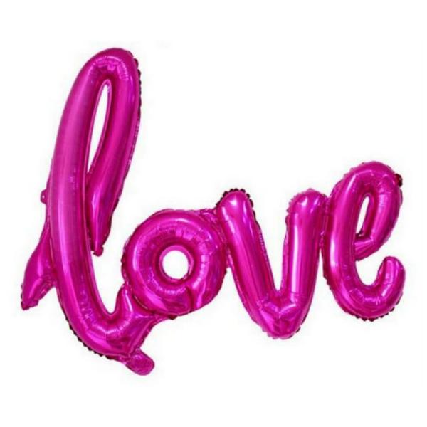 Hot Pink Love Script Foil Balloon  |   Foil Balloon Phrases