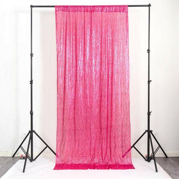 Hot Pink Shimmer Sequin Wall Backdrop Curtain  |   Sequin Backdrop Curtains