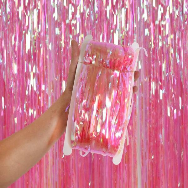 Iridescent Pink Foil Fringe Curtain  |   Foil Curtains