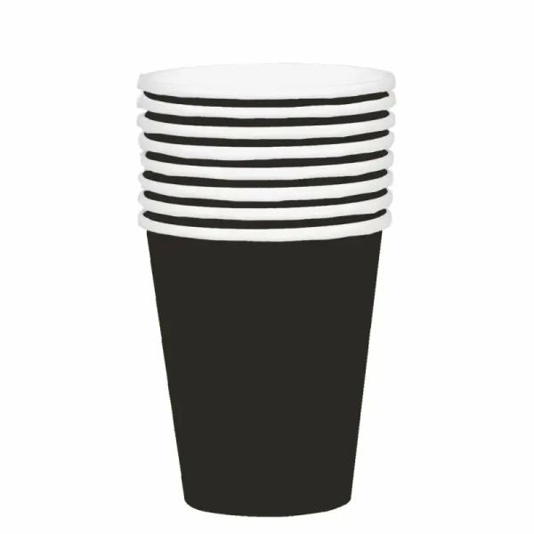 Jet Black Paper Cups 354Ml 20Pk  |   Party Cups