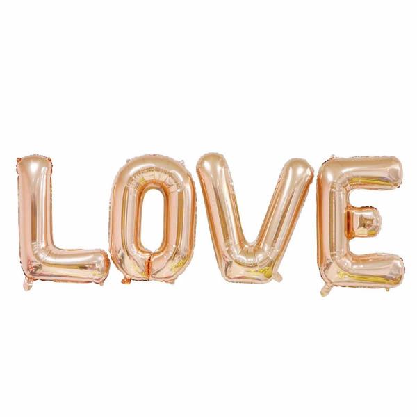 Jumbo Rose Gold Love Foil Balloon Banner  |   Foil Balloon Phrases