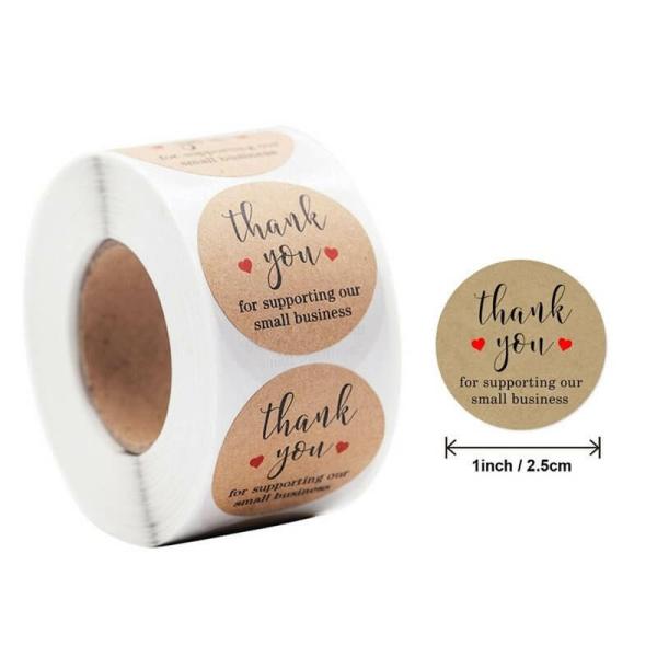 Kraft Thank You For Supporting Our Small Business Stickers 50Pk  |   Thank You Stickers