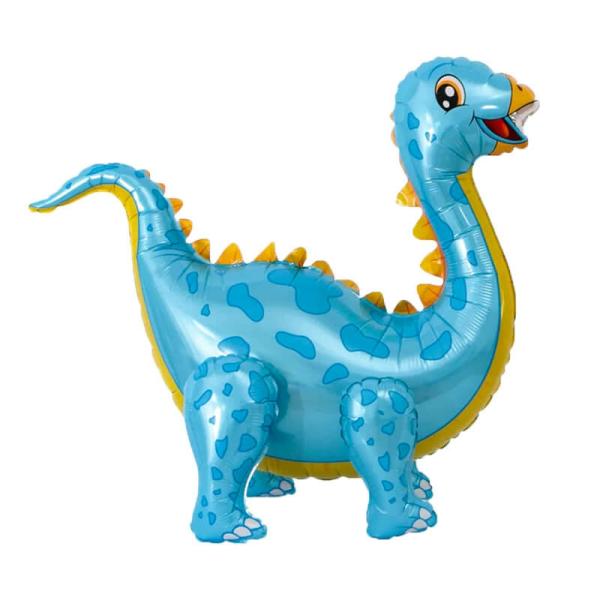 Large 4D Standing Blue Brontosaurus Dinosaur Foil Balloon  |   Shaped Balloons