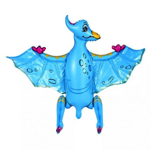 Large 4D Standing Blue Pteranodon Dinosaur Foil Balloon  |   Animal Balloons