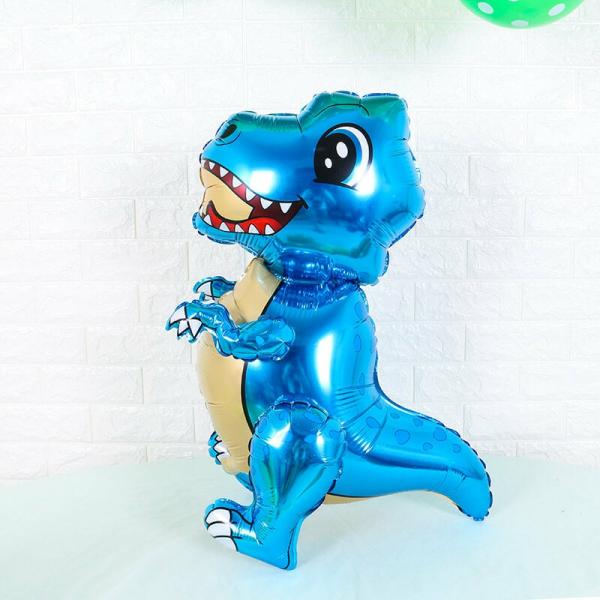 Large 4D Standing Blue T-Rex Dinosaur Foil Balloon  |   Animal Balloons