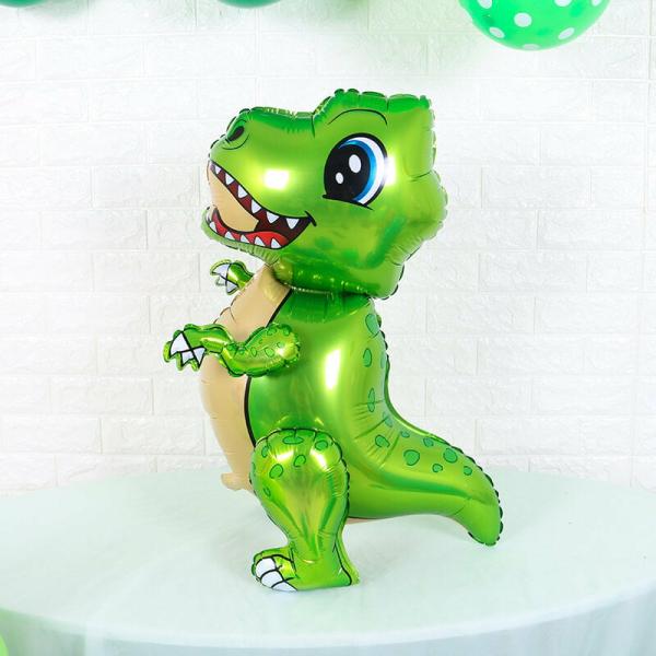 Large 4D Standing Green T-Rex Dinosaur Foil Balloon  |   Shaped Balloons