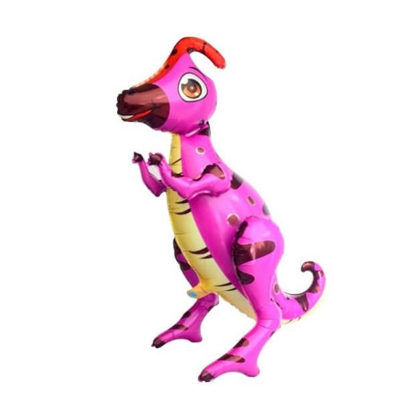 Large 4D Standing Hot Pink Parasaurolophus Dinosaur Foil Balloon  |   Shaped Balloons