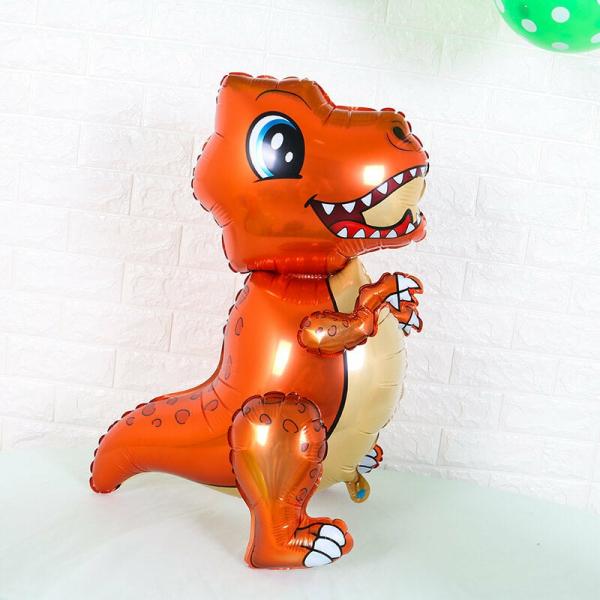 Large 4D Standing Orange T-Rex Dinosaur Foil Balloon  |   Shaped Balloons