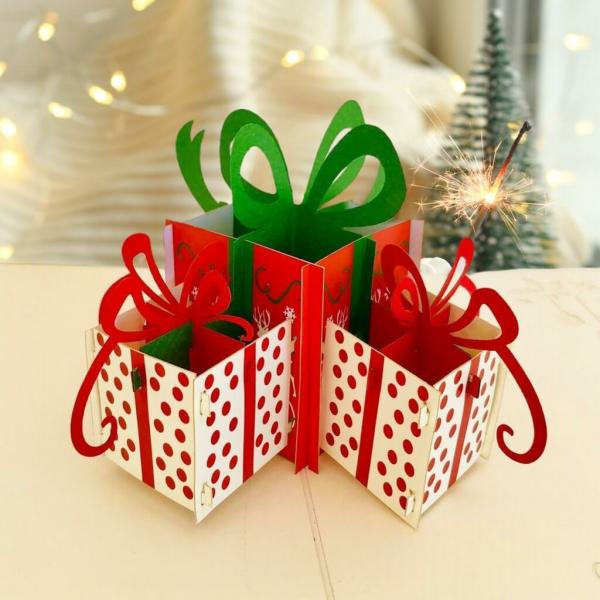 Large Christmas Present Boxes Pop Up Card  |   Christmas