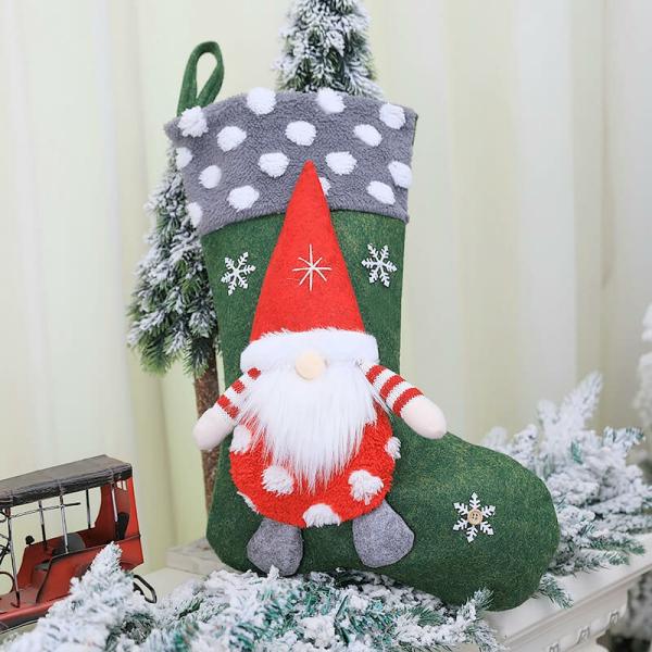 Large Felt Christmas Gnome Stocking – Red Santa  |   Gnomes