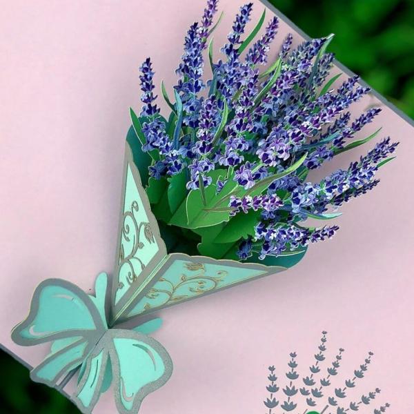 Lavender Bouquet 3D Pop Up Card  |   Valentine’s Day