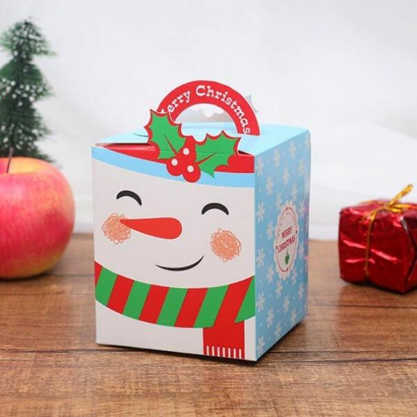 Light Blue Smiling Snowman Merry Christmas Favour Boxes 5Pk  |   Treat Boxes & Bags