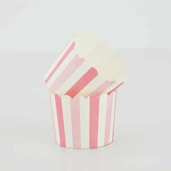 Light Pink & White Striped Cupcake Cups 20Pk  |   Baking Cups