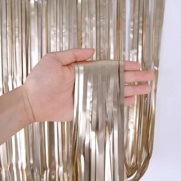 Matte Finish Foil Fringe Curtain – Champagne Gold  |   Foil Curtains