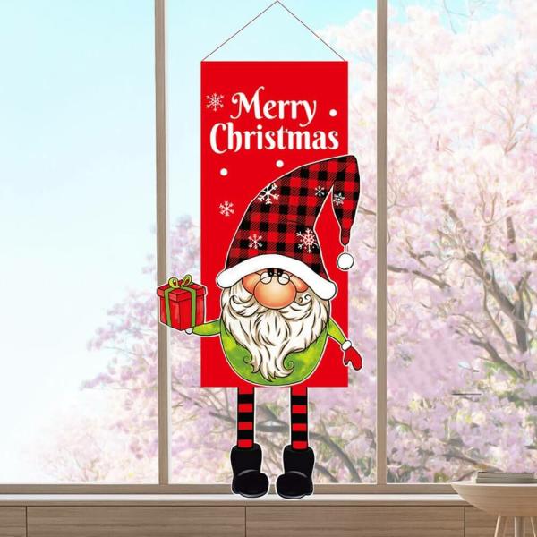 Merry Christmas Door Banner Xmas Gnome Hanging Ornament  |   Gnomes