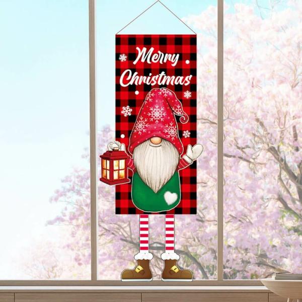 Merry Christmas Door Banner Xmas Gnome Hanging Ornament  |   Gnomes