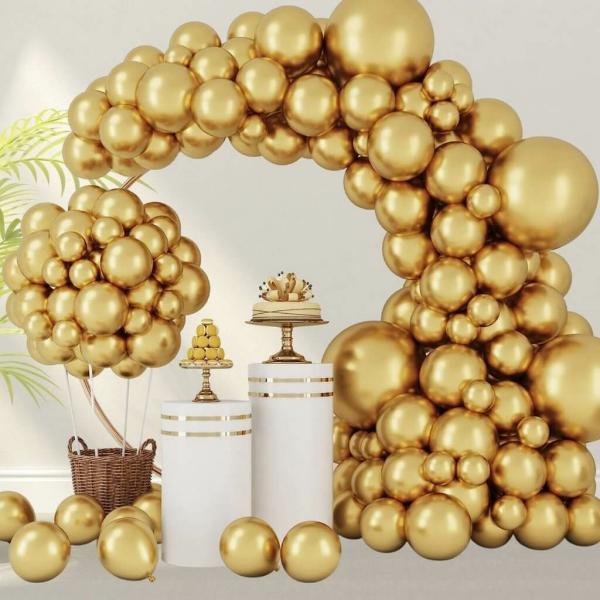 Metallic Chrome Gold Latex Balloon Garland Diy Kit 129Pcs  |   Balloon Garlands