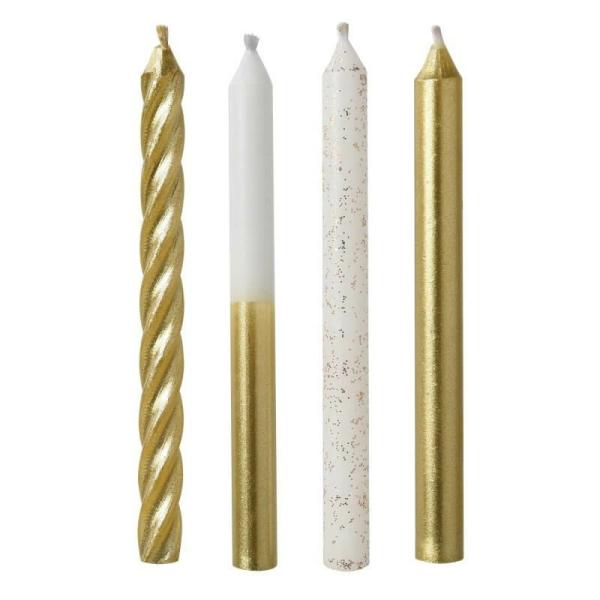 Metallic Gold Candles Mix 8Cm 12Pk  |   Candles