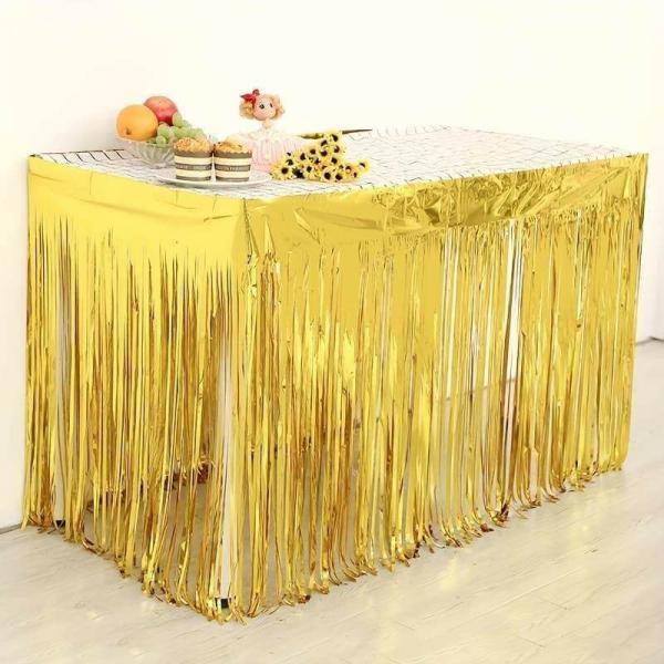 Metallic Gold Foil Fringe Table Skirt  |   Table Skirts