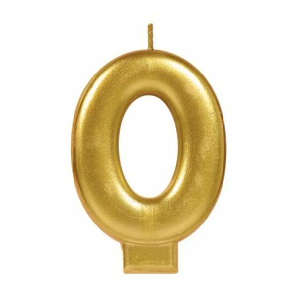 Metallic Gold Number 0 Candle  |   Candles