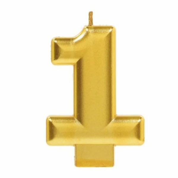 Metallic Gold Number 1 Candle  |   Candles