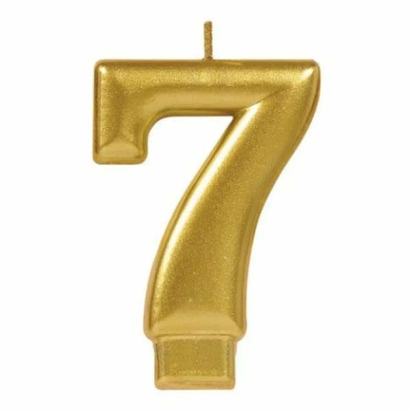 Metallic Gold Number 7 Candle  |   Candles