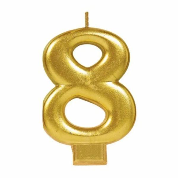 Metallic Gold Number 8 Candle  |   Candles