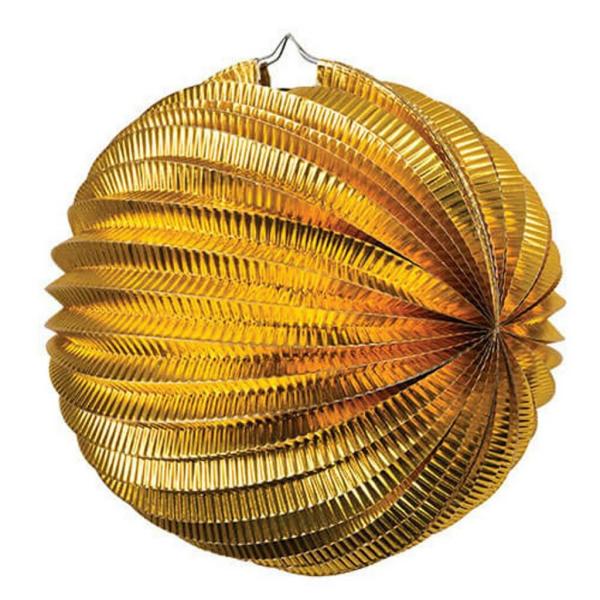 Metallic Gold Pleated Accordion Paper Lantern Ball  |   Accordion Balls