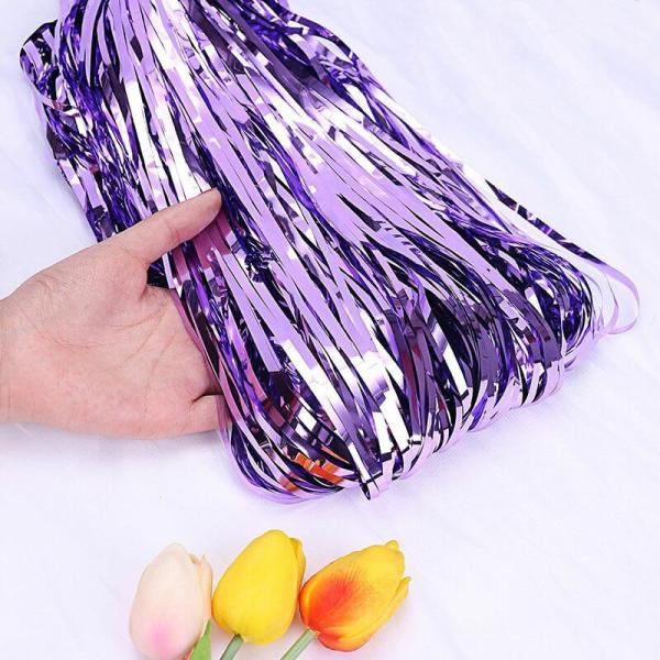 Metallic Light Purple Tinsel Foil Fringe Rain Curtain  |   Foil Curtains