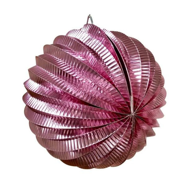 Metallic Pink Pleated Accordion Paper Lantern Ball  |   Accordion Balls