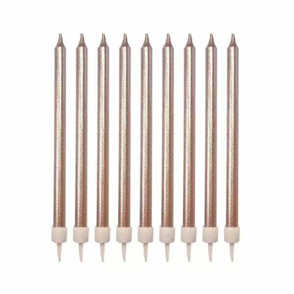 Metallic Rose Gold Candles With Holders 12Pk  |   Candles